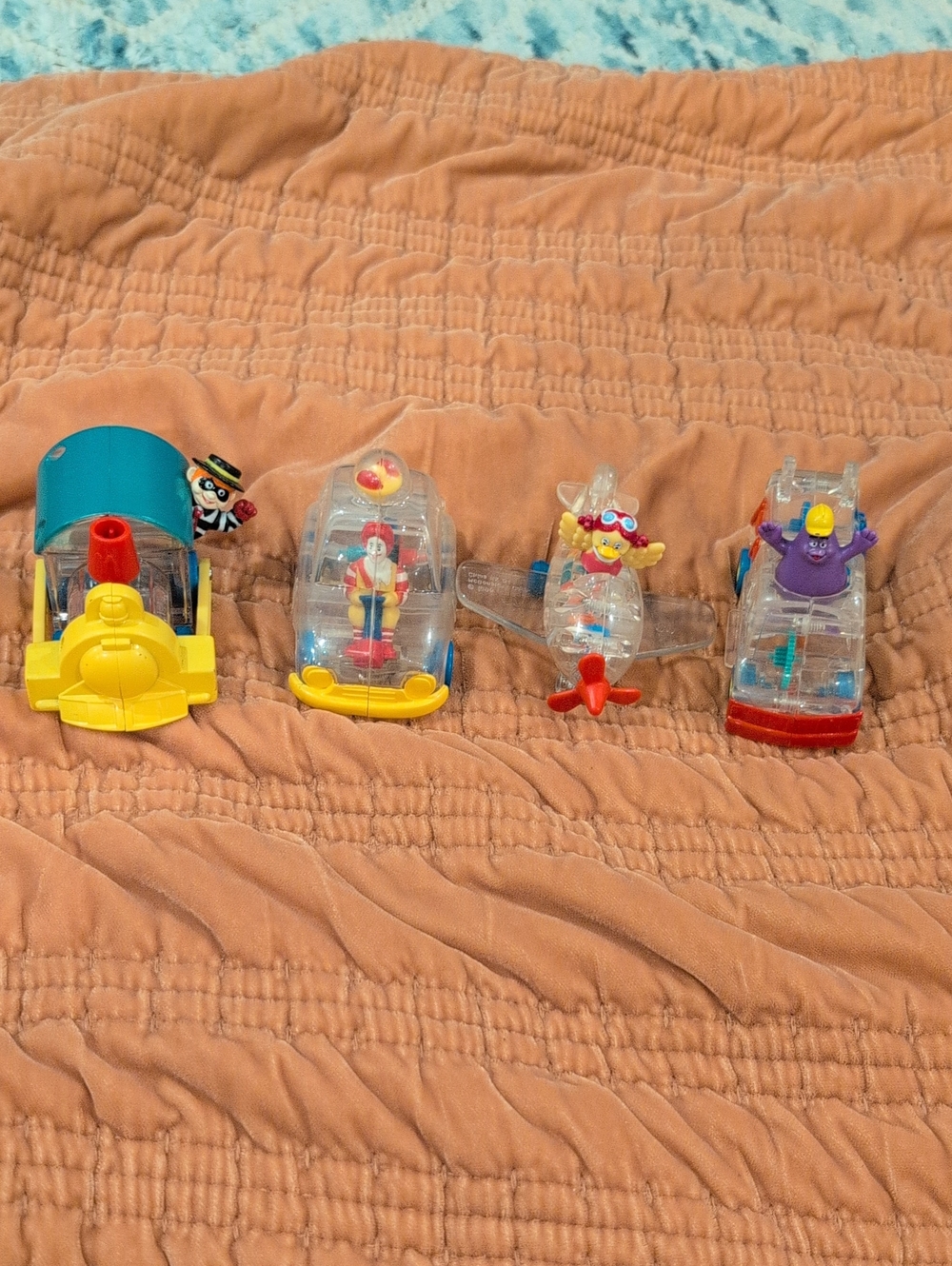 Vintage 1996 McDonalds Happy Meal Toys X-Ray Riders Clear Gears Lot of 4